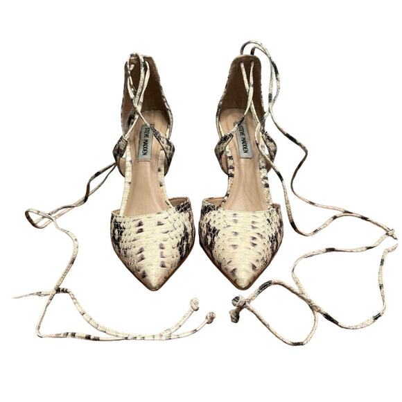 Steve Madden "Raela" Lace Up Pumps In Snakeskin Size 8 - Picture 6 of 8
